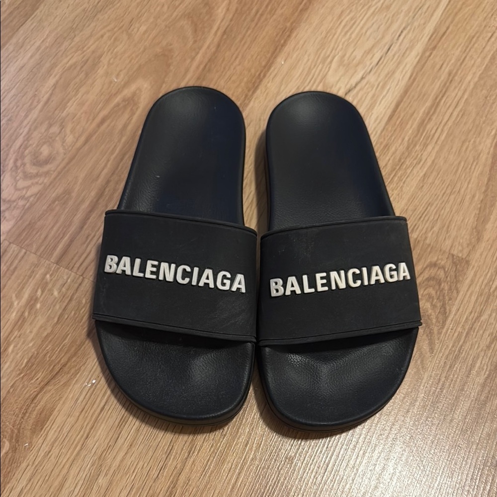 Balenciaga Black Logo Slides